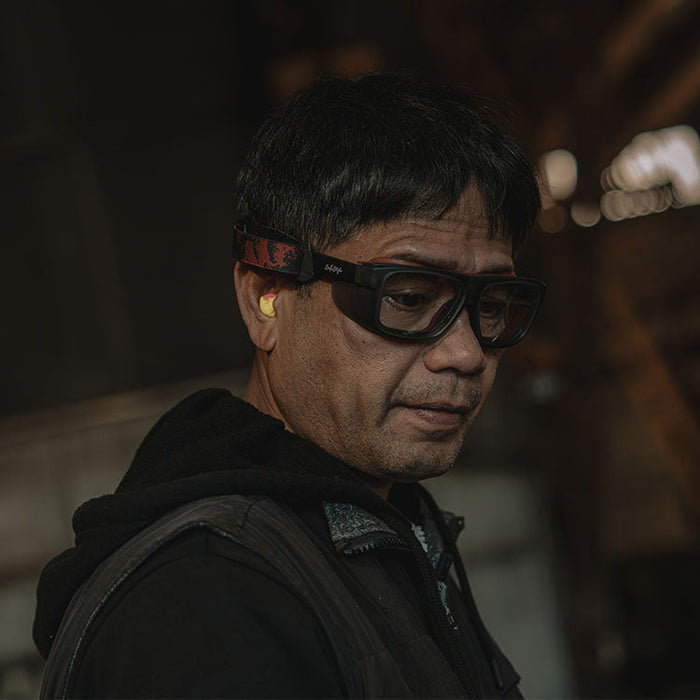 SafeStyle Converts Matte Graphite Red Frame Clear Lens - Lifestyle