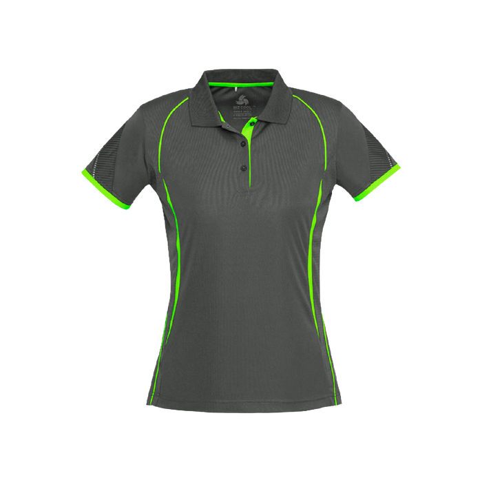 Biz Collection Women's Razor Polo - Grey/Fluoro Lime