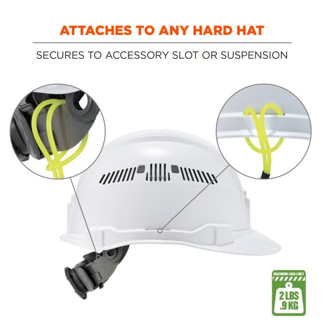 Coiled Hard Hat Lanyard with Clamp - 2lbs / 0.9kg