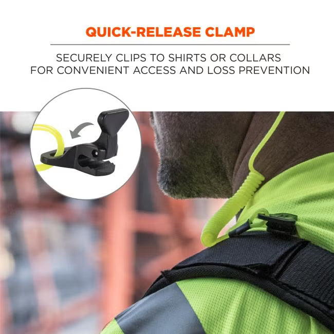 Coiled Hard Hat Lanyard with Clamp - 2lbs / 0.9kg