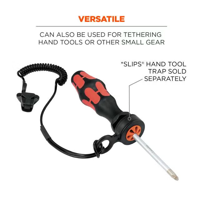 Coiled Hard Hat Lanyard with Clamp - 2lbs / 0.9kg