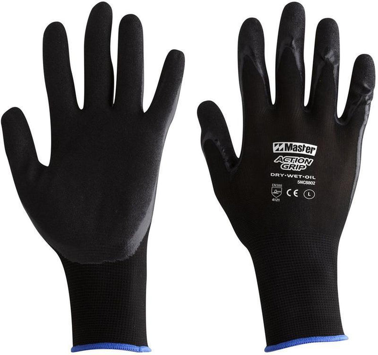 Master Action Grip Glove Nitrile Palm Coated