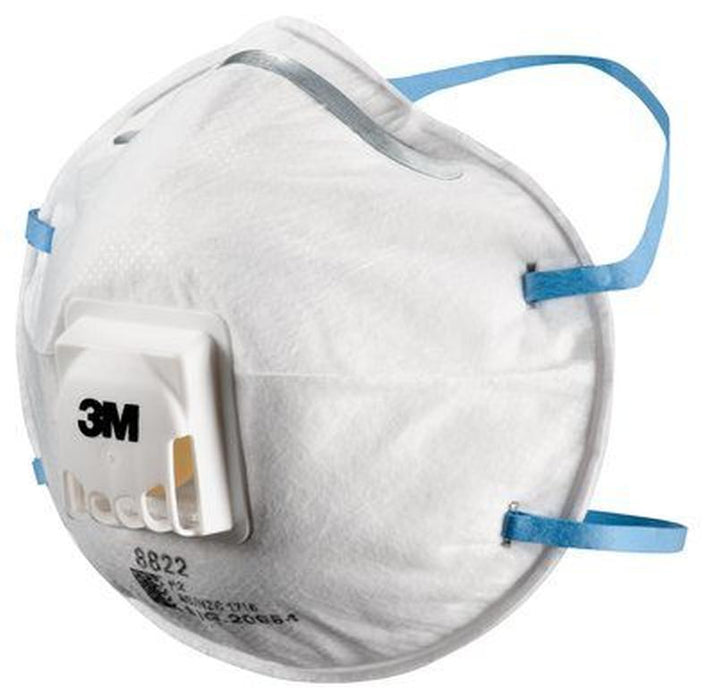 3M 8822 P2 Cupped Respirator with Valve - Box of 10