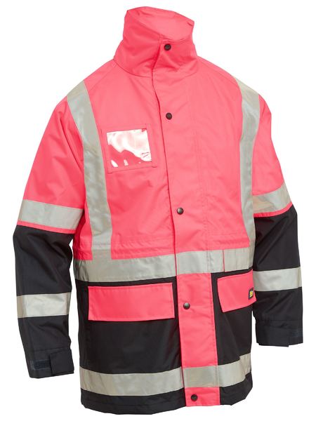 Bisley BK6975 Taped 5 In 1 Rain Jacket - Pink/Navy, back view