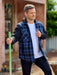 Bisley BJ6708 Contrast Check Hooded Shirt - Check Blue, styled
