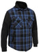 Bisley BJ6708 Contrast Check Hooded Shirt - Check Blue, front detail