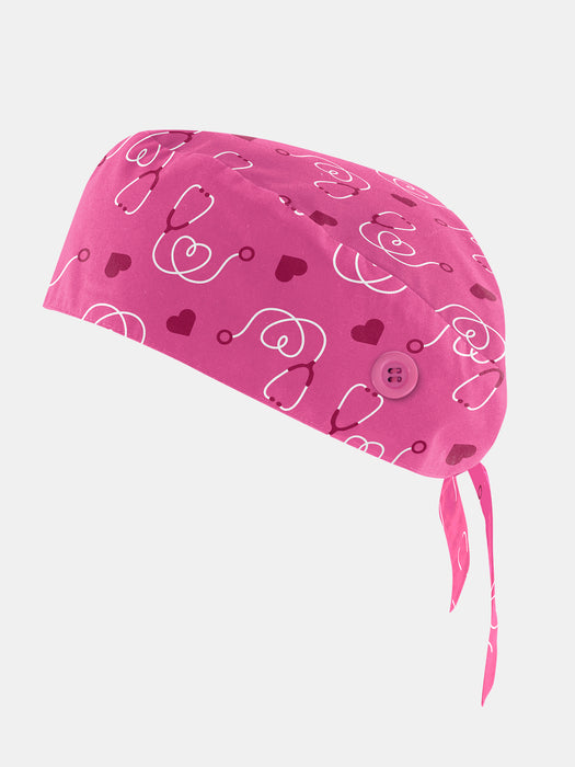 Pink Unisex Printed Scrub Cap