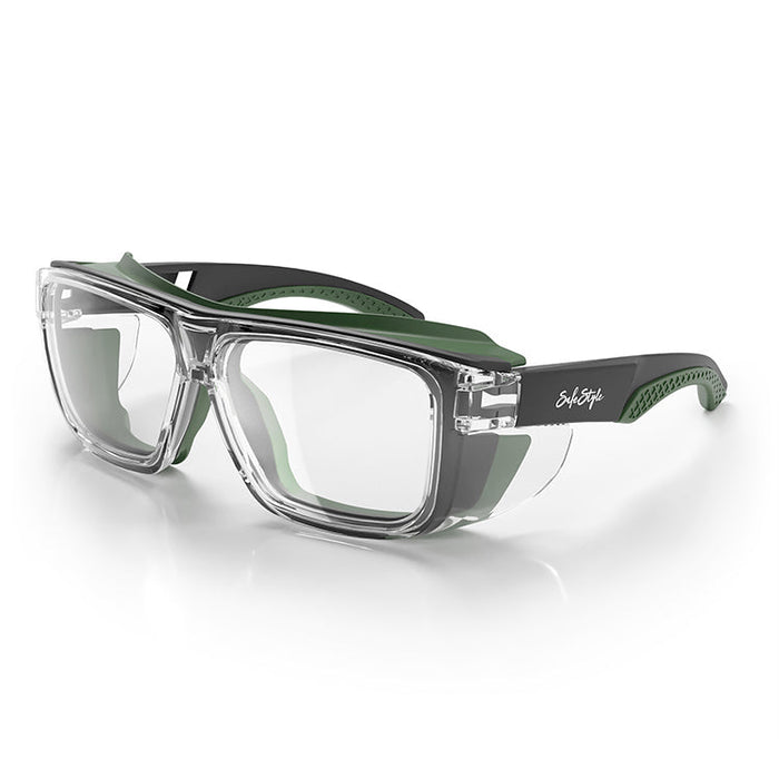 SafeStyle Converts Clear Green Frame Clear Lens - Angle View