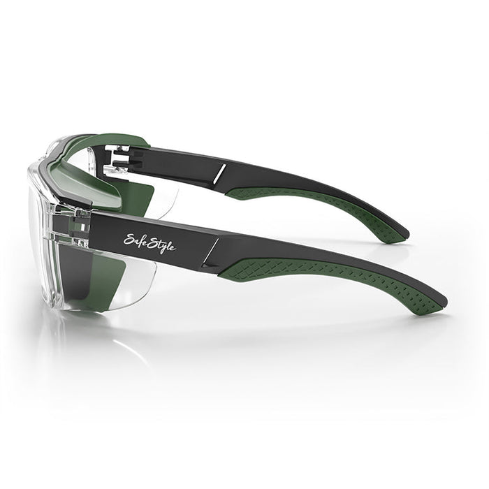 SafeStyle Converts Clear Green Frame Clear Lens - Side View