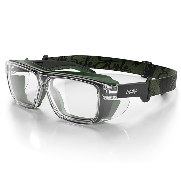 SafeStyle Converts Clear Green Frame Clear Lens - Strap View 1