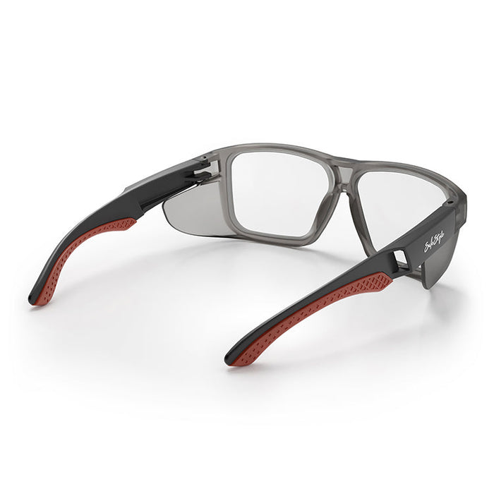 SafeStyle Converts Matte Graphite Red Frame Clear Lens - Gasket Out