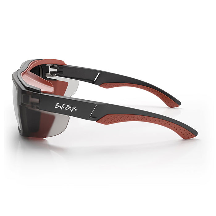 SafeStyle Converts Matte Graphite Red Frame Grey Polarised Lens - Side View