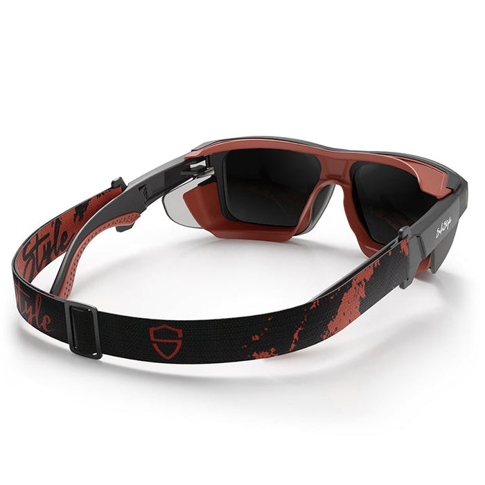 SafeStyle Converts Matte Graphite Red Frame Grey Polarised Lens - Strap View 2