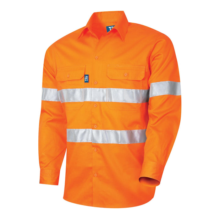 TRu Workwear DS1112T1 Regular Weight Cotton Hi Vis Shirt with Reflective Tape Orange