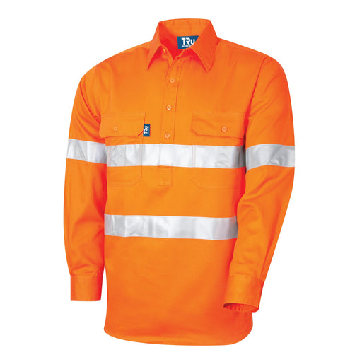 TRu Workwear DS1114T1 Regular Weight Cotton Hi-Vis Shirt with Reflective Tape Orange