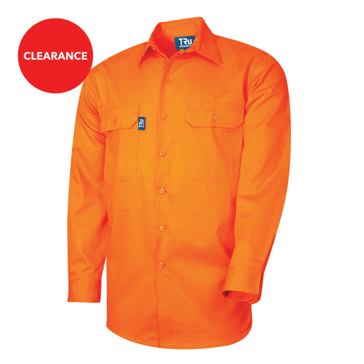 TRu Workwear DS1118 Lightweight Vented Long Sleeve Hi-Vis Drill Shirt Orange