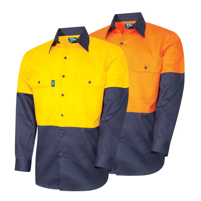 TRu Workwear DS2166 Lightweight Vented Long Sleeve Hi-Vis Drill Shirt