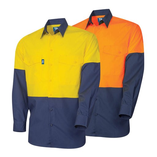 TRu Workwear DS2169 Ripstop Cotton Long Sleeve Vented Hi-Vis Shirt