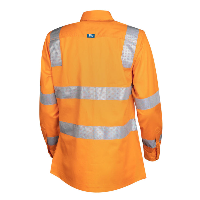 Tru Womens VIC Rail Lightweight Vented L/S Hi-Vis Drill Shirt with Reflective Tape