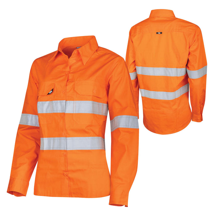 Tru Womens Ripstop Vented L/S Hi-Vis Shirt With Reflective Tape