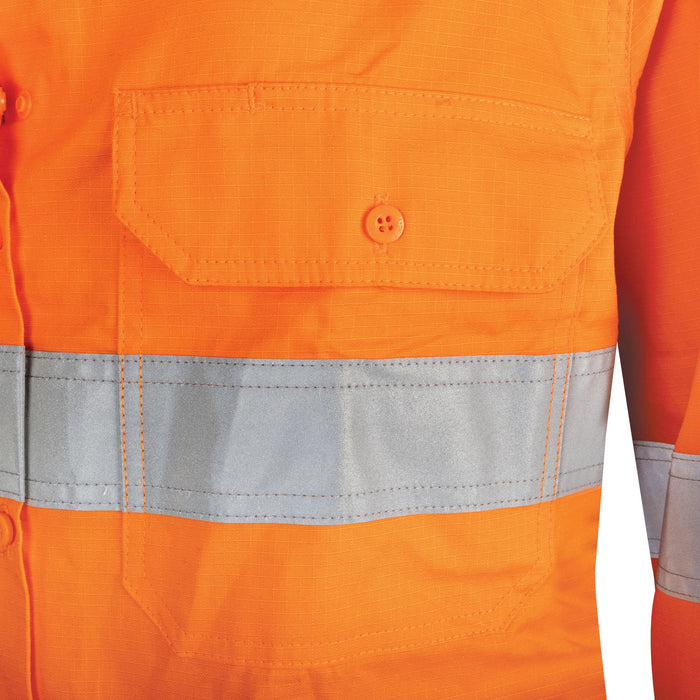 Tru Womens Ripstop Vented L/S Hi-Vis Shirt With Reflective Tape