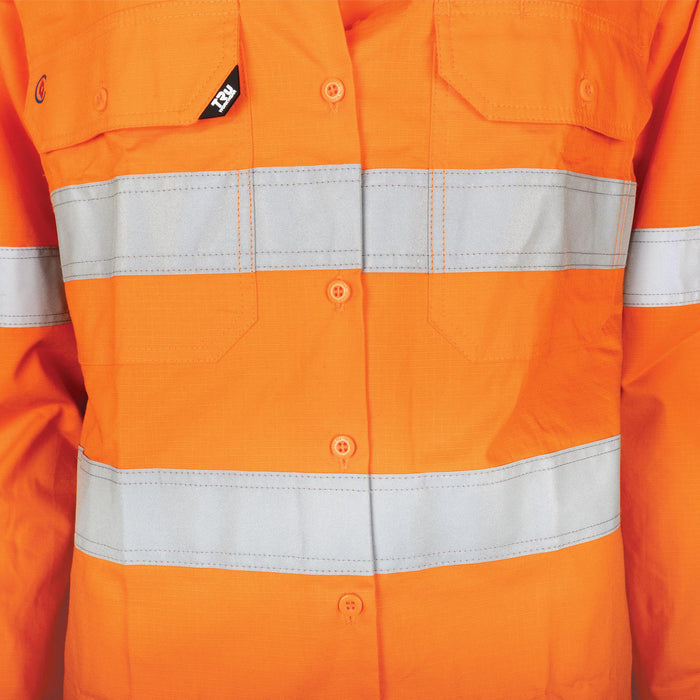 Tru Womens Ripstop Vented L/S Hi-Vis Shirt With Reflective Tape