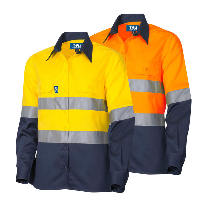 Tru Womens Lightweight Vented L/S Hi-Vis Drill Shirt with Reflective Tape (DSW2166T1)
