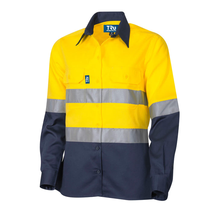 Tru Womens Lightweight Vented L/S Hi-Vis Drill Shirt with Reflective Tape (DSW2166T1)