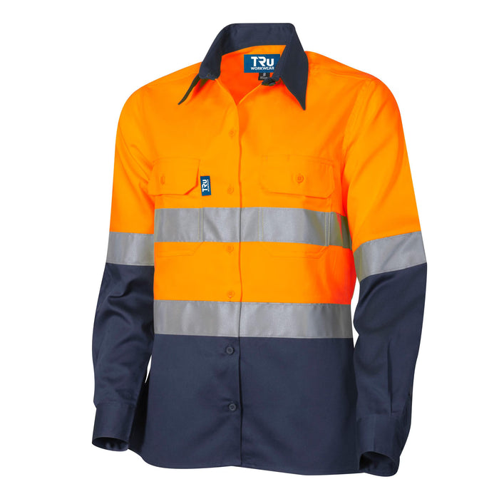 Tru Womens Lightweight Vented L/S Hi-Vis Drill Shirt with Reflective Tape (DSW2166T1)