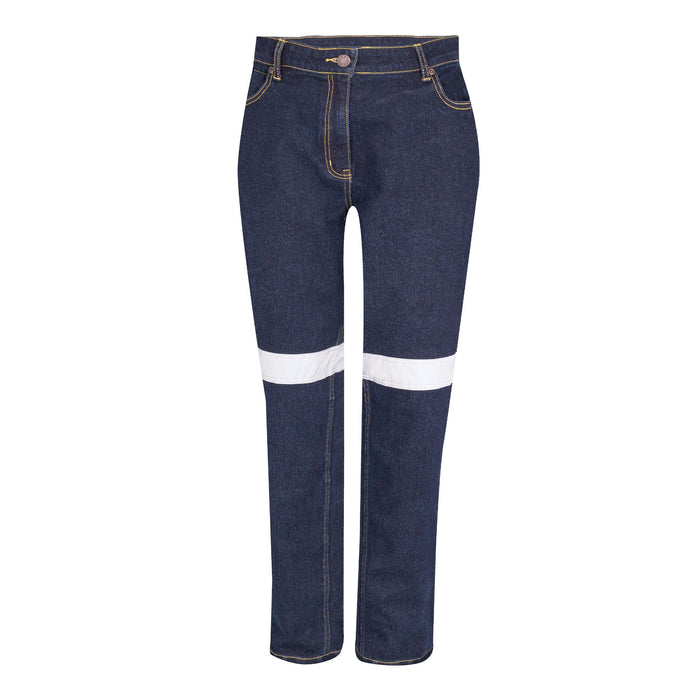Tru Womens Stretch Denim Jeans with Reflective Tape - Navy