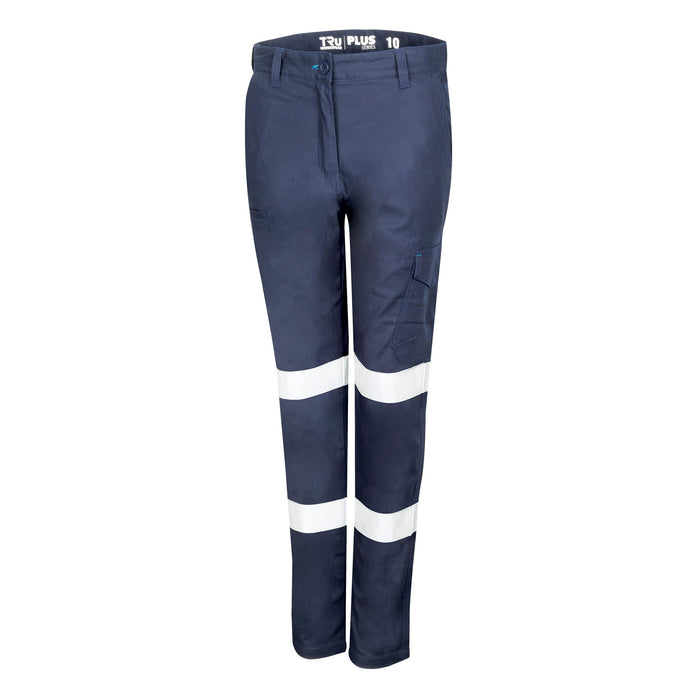 Tru Womens Midweight Cotton Stretch Cargo Trousers with Biomotion Reflective Tape - Navy