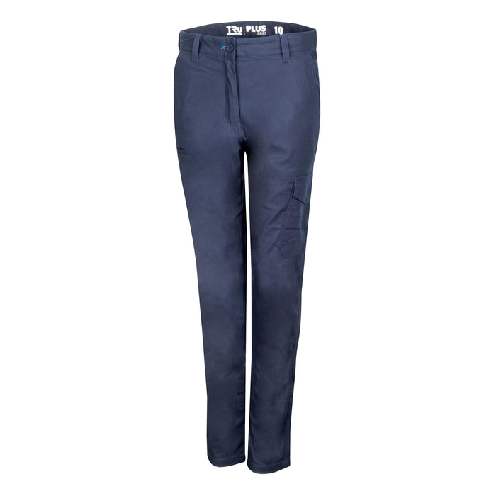 Tru Womens Midweight Cotton Stretch Cargo Trousers - Navy