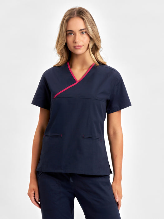 Biz Collection Contrast Scrub Top (H10722)