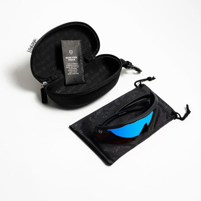 SafeStyle Phantoms Matte Black Frame Reflectors Blue Lens - Hard Case