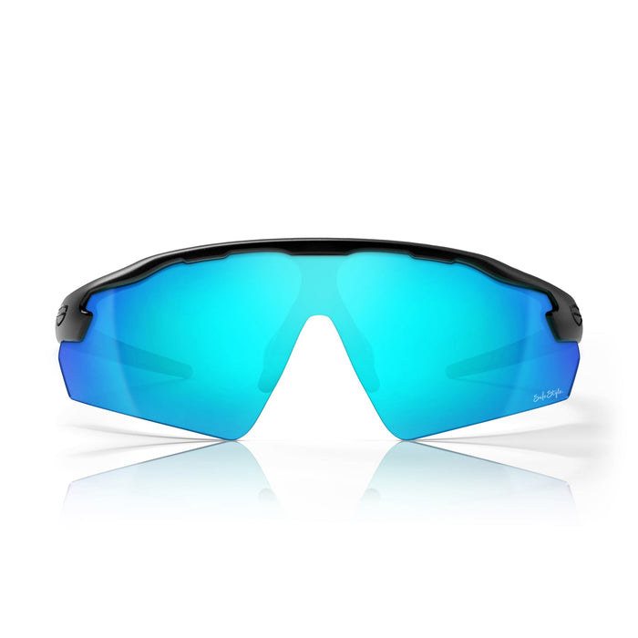 SafeStyle Phantoms Matte Black Frame Reflectors Blue Lens - Front View