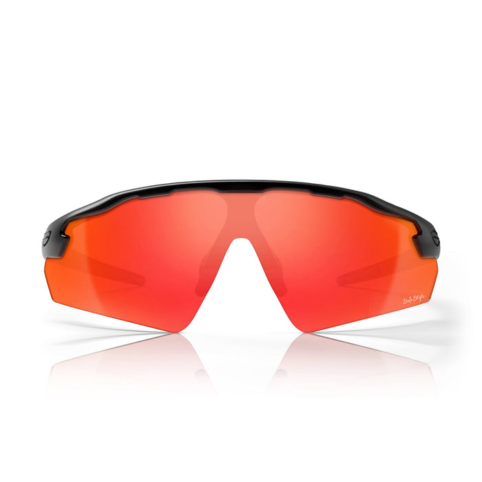 SafeStyle Phantoms Matte Black Frame Reflectors Red Lens - Front View