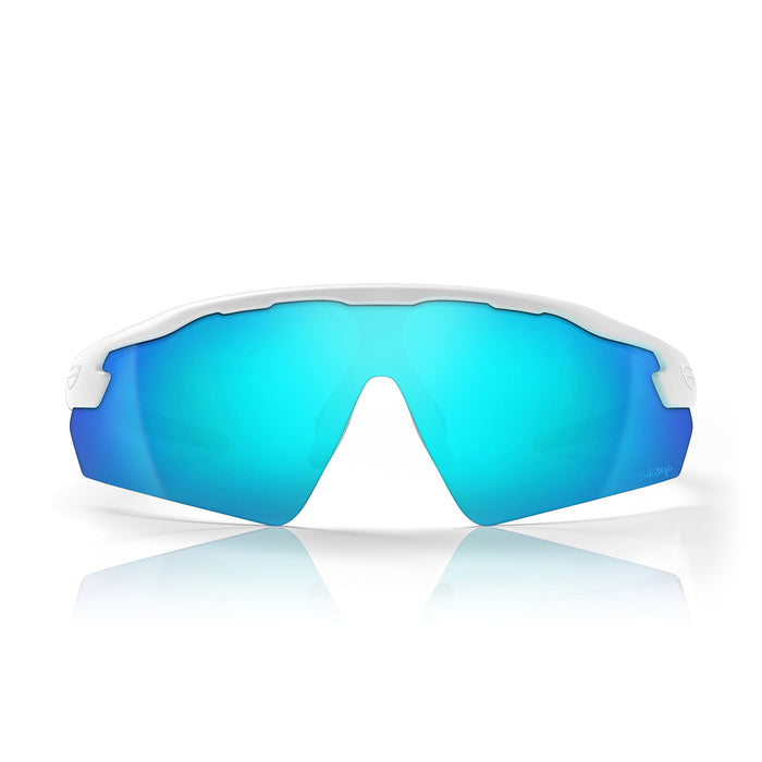 SafeStyle Phantoms Matte White Frame Reflectors Blue Lens - Front View