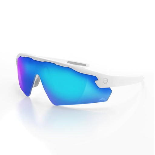 SafeStyle Phantoms Matte White Frame Reflectors Blue Lens - Angle View