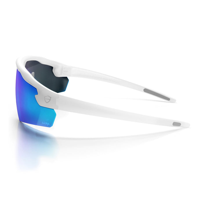 SafeStyle Phantoms Matte White Frame Reflectors Blue Lens - Side View