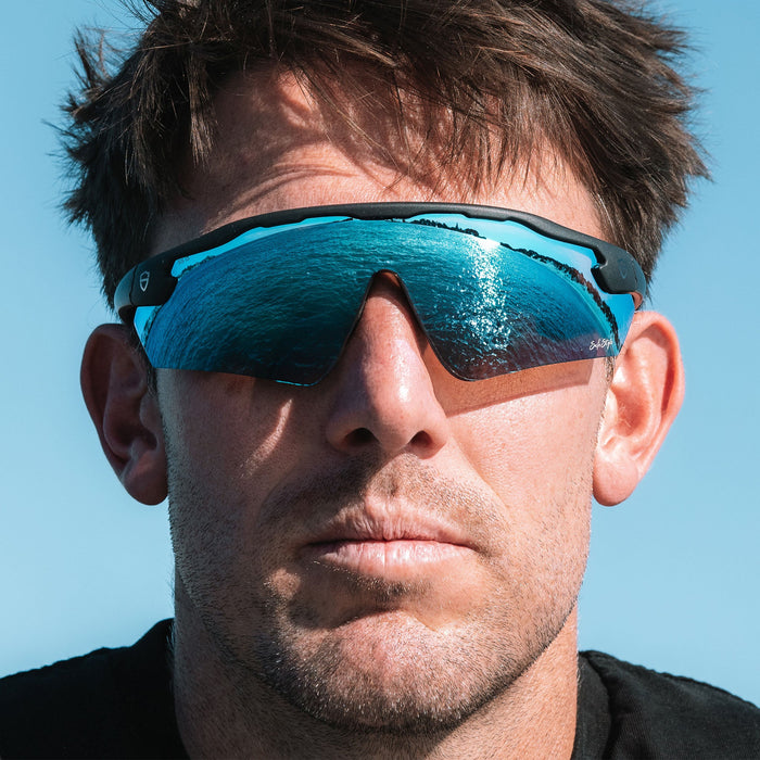 SafeStyle Phantoms Matte Black Frame Reflectors Blue Lens - Lifestyle 1