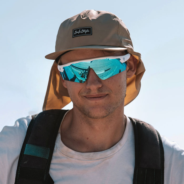 SafeStyle Phantoms Matte White Frame Reflectors Blue Lens - Lifestyle 1