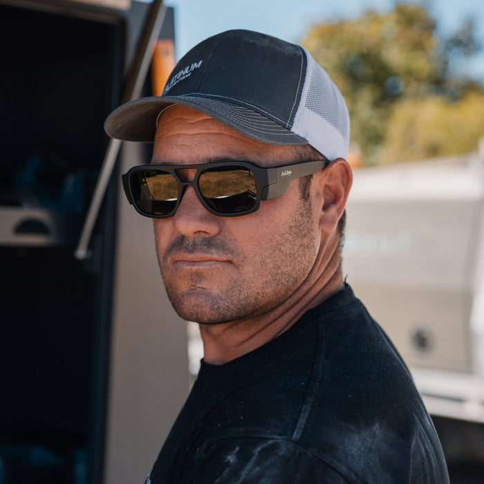 SafeStyle Skylines Matte Black Frame Grey Polarised Lens - Lifestyle