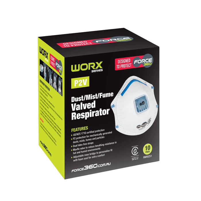 Force360 RWRX251 P2V Valved Disposable Respirator box of 10