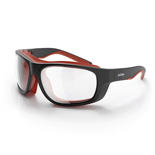 SafeStyle Switches Matte Black Red Frame Clear Lens - Angle