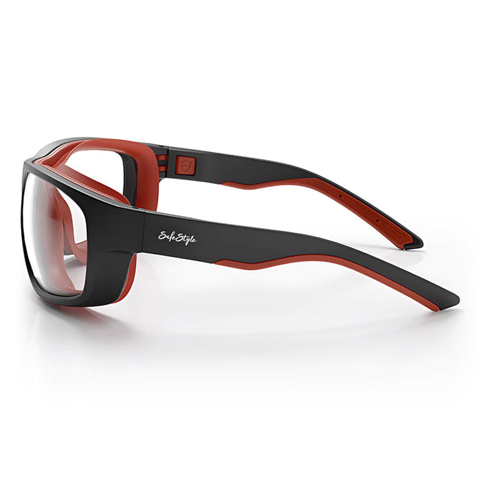 SafeStyle Switches Matte Black Red Frame Clear Lens - Side