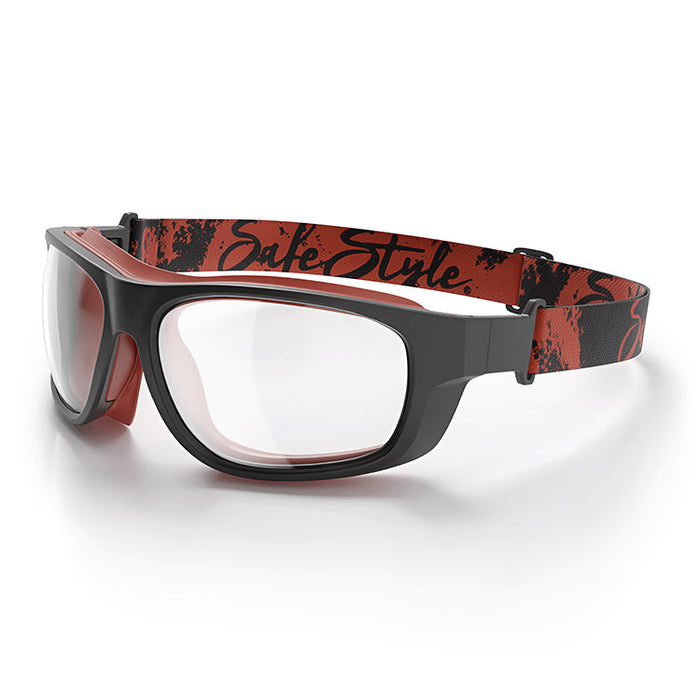SafeStyle Switches Matte Black Red Frame Clear Lens - Strap 1