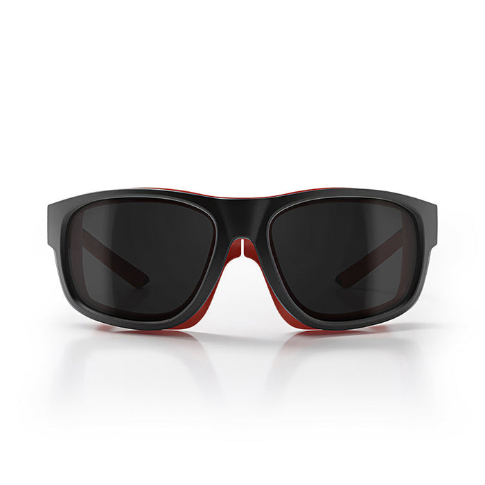 SafeStyle Switches Matte Black Red Frame Grey Polarised Lens - Front