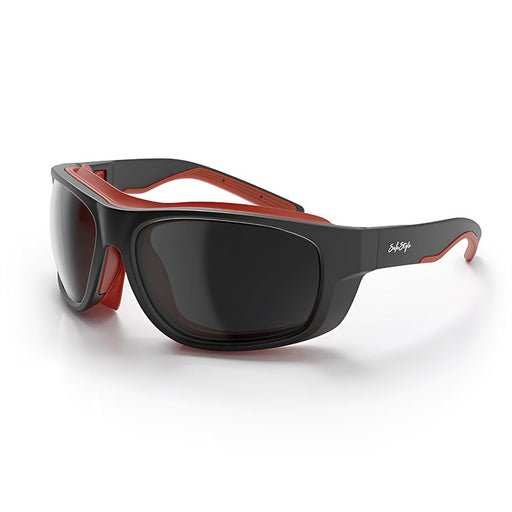 SafeStyle Switches Matte Black Red Frame Grey Polarised Lens - Angle