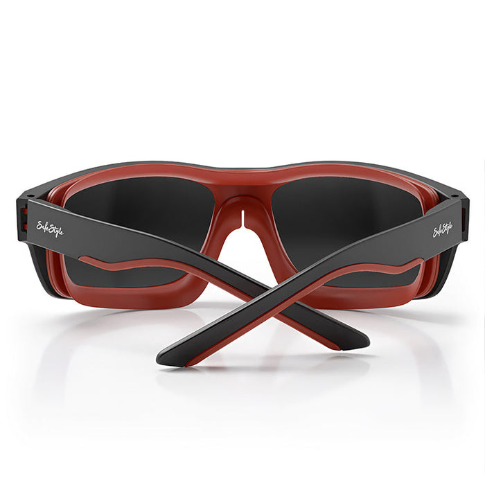 SafeStyle Switches Matte Black Red Frame Grey Polarised Lens - Back