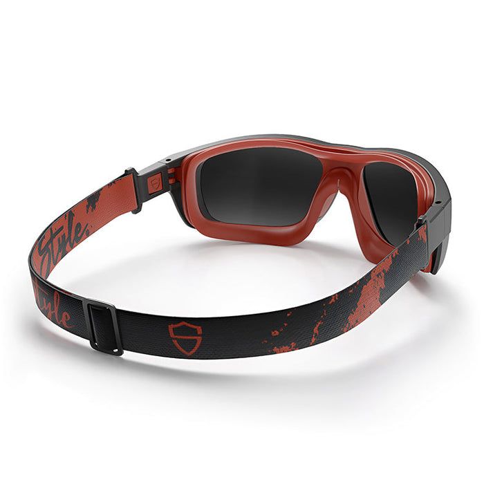 SafeStyle Switches Matte Black Red Frame Grey Polarised Lens - Strap 2